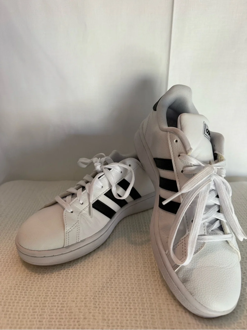 adidas White Sneakers with Black Three-Stripes